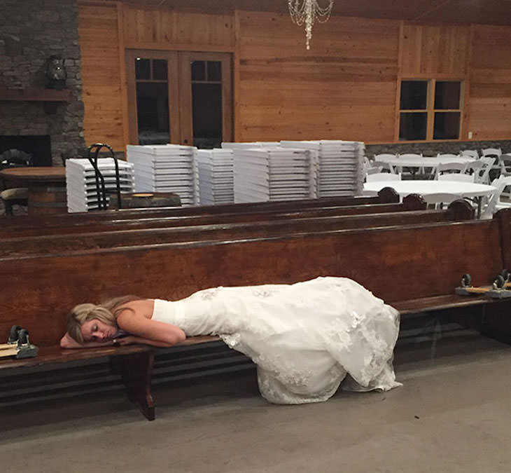 Funny Wedding Photos sleeping bride