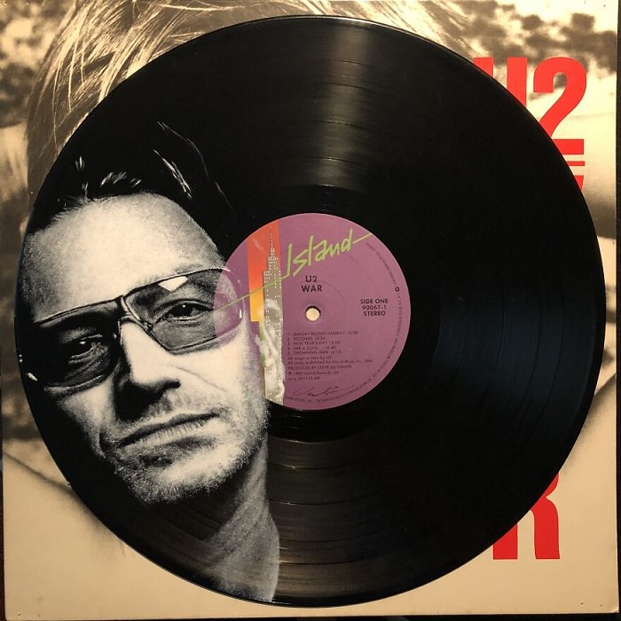 Bono painted on vinyl record