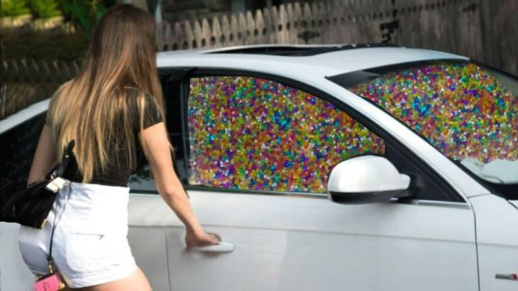 car filled with orbeez