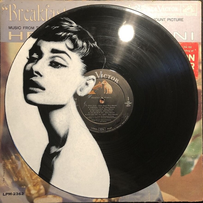 Audrey Hepburn painted on vinyl record