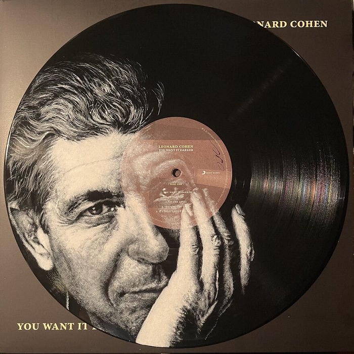 Leonard Cohen painted on vinyl record