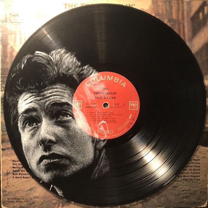 Bob Dylan painted on vinyl record