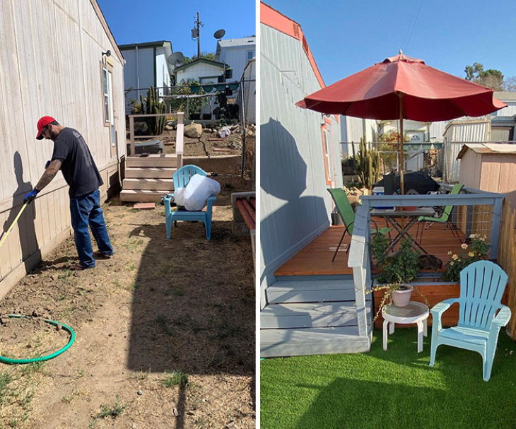 Quarantine Backyard Transformations husband transforms backyard