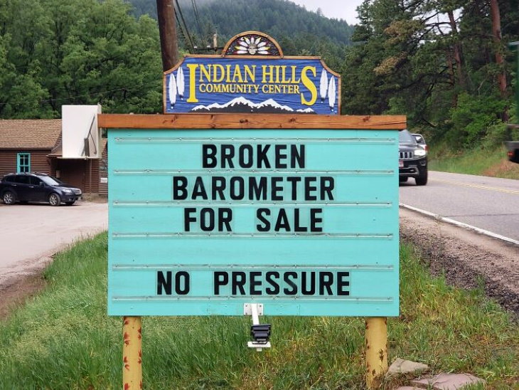 Indian Hills Signs broken barometer