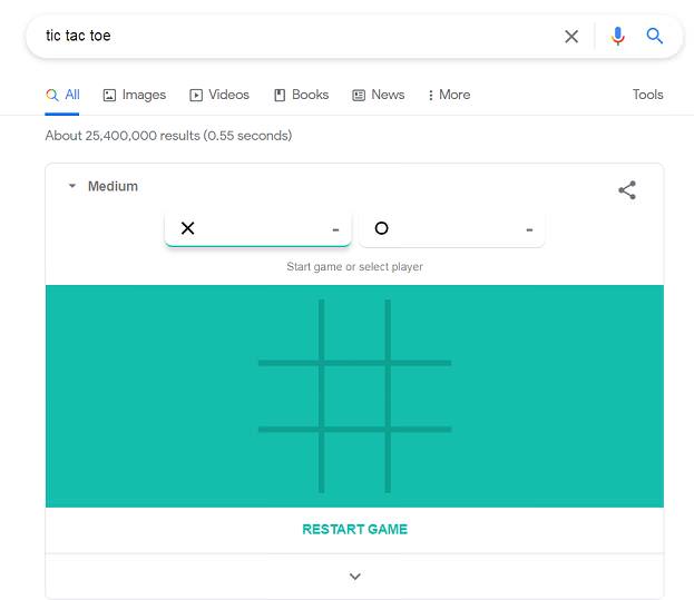 google chrome tic tac toe