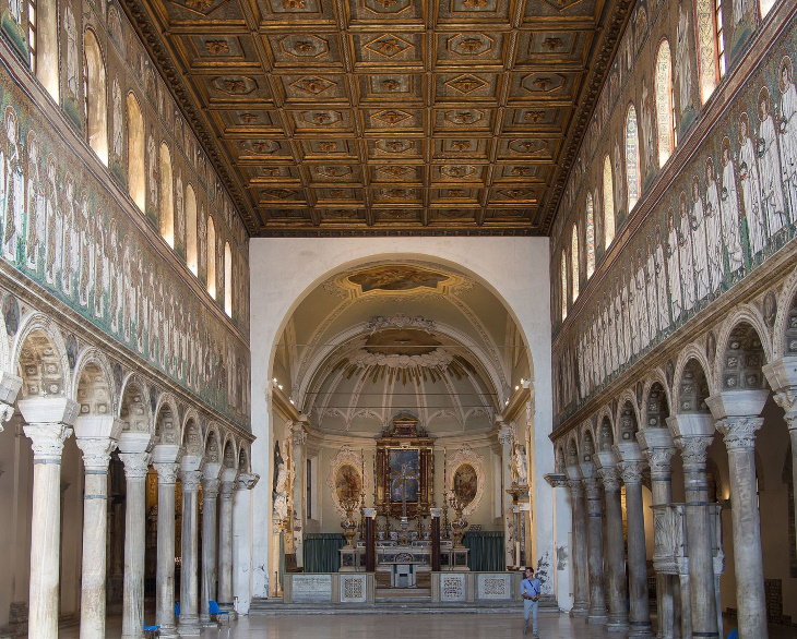 Byzantine Architecture Basilica of Sant' Apollinare Nuovo - Ravenna, Italy inside