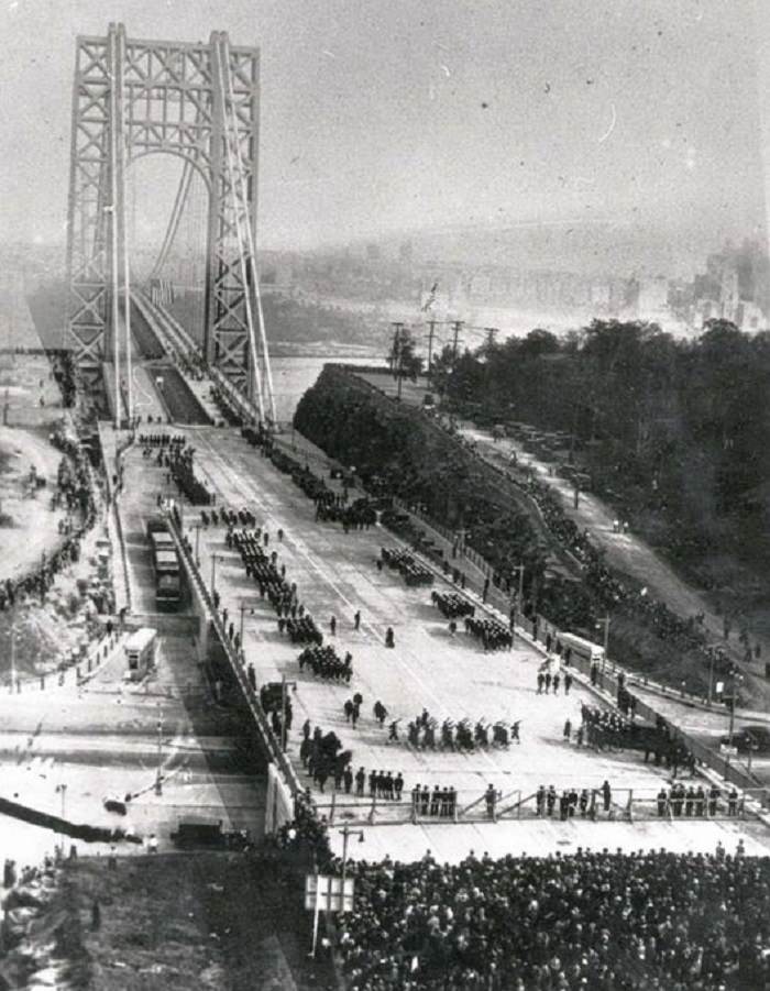 George Washington bridge opening up for traffic, 1931