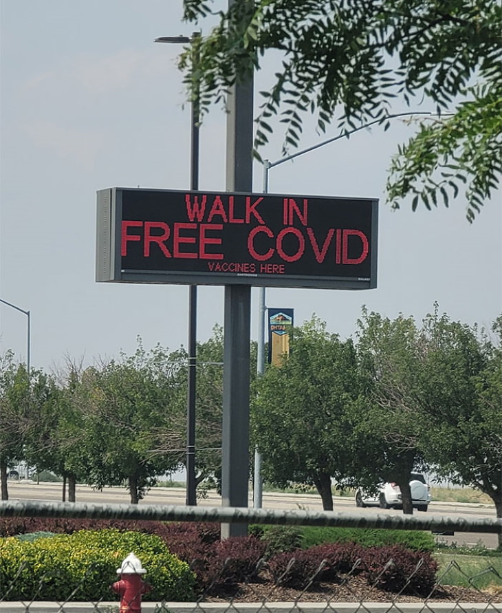 Funny Signs free covid vaccines