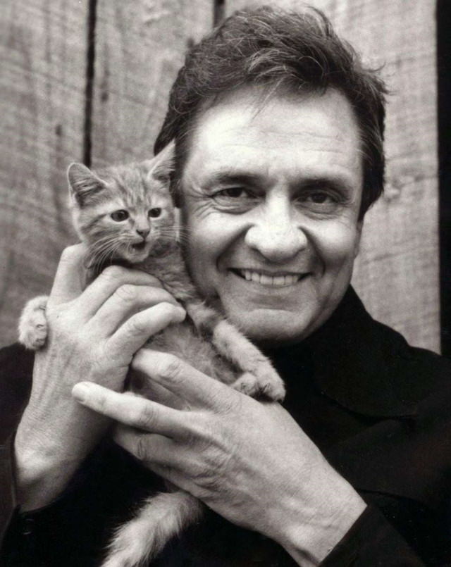 Famous Figures With Their Cats Johnny Cash