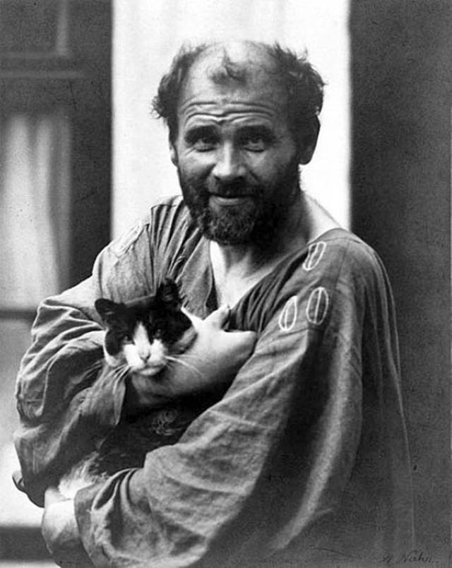 Famous Figures With Their Cats Gustav Klimt and his cat