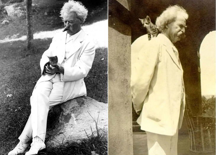 Famous Figures With Their Cats Mark Twain