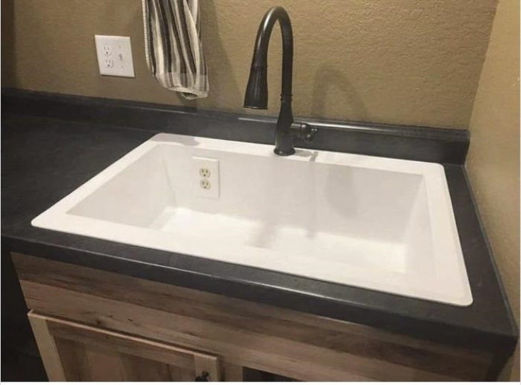 Interior Design Fails power plug in the sink