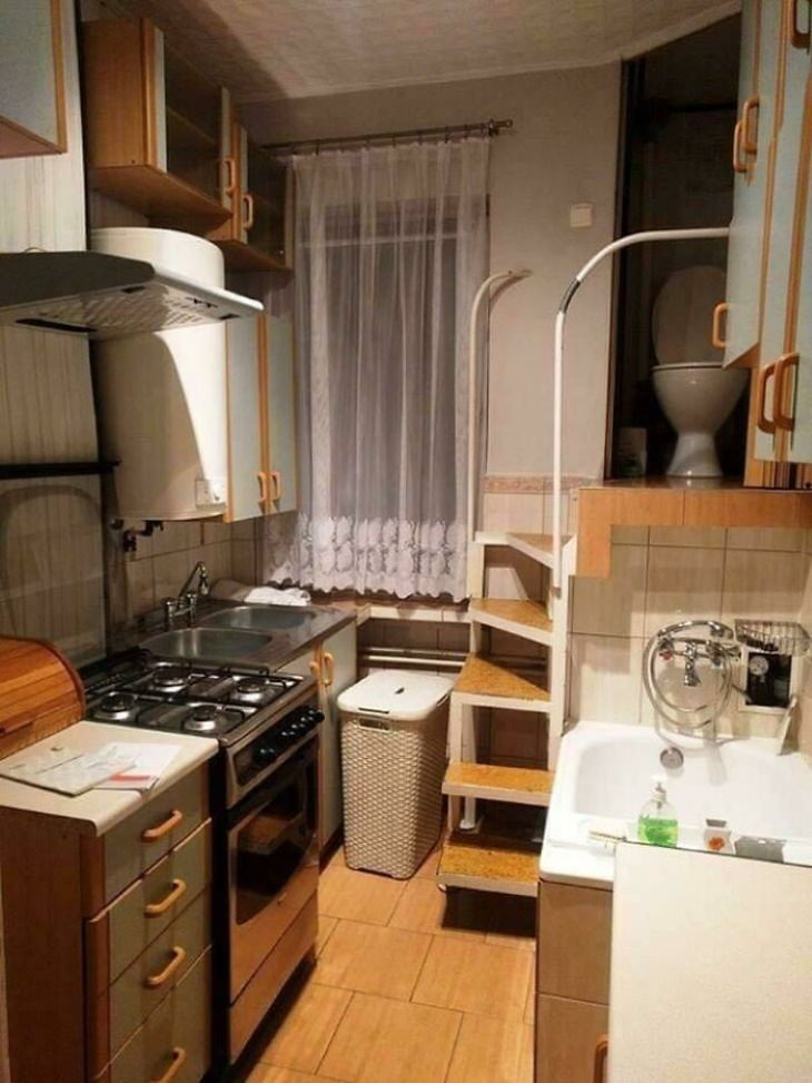 Interior Design Fails a kitchen and bathroom in one