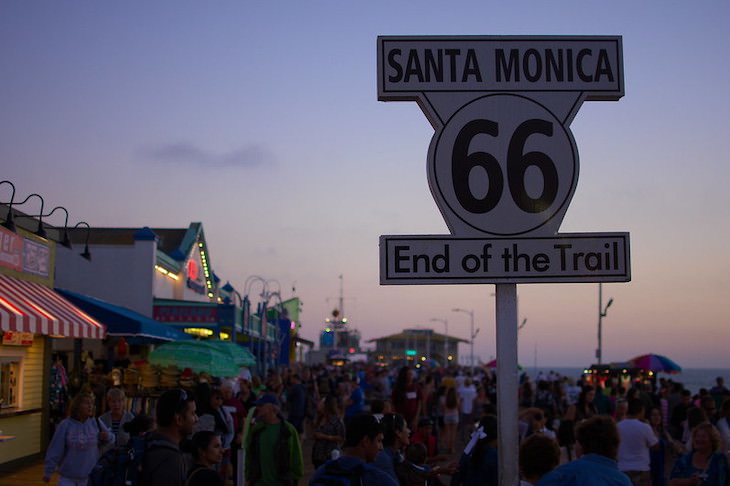 10 Essential Stops Along the Historic Route 66 Santa Monica Pier sign