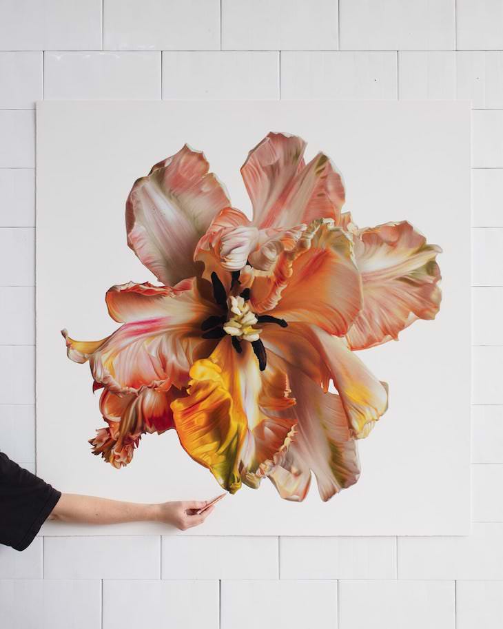 Lovely Hyperrealistic Flower Drawings by CJ Harvey Red Poppy