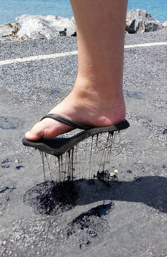 Heatwave melting road