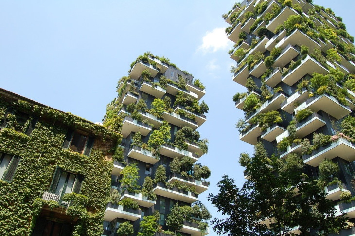 Green Buildings "Bosco Verticale" (also known as "Vertical Forest," 2014) by Stefano Boeri Architetti - Milan, Italy