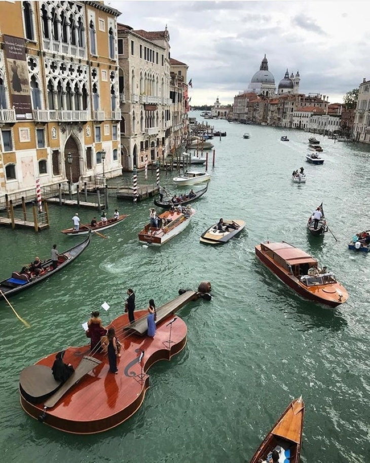 Natural and Cultural Phenomena A violin boat in Venice