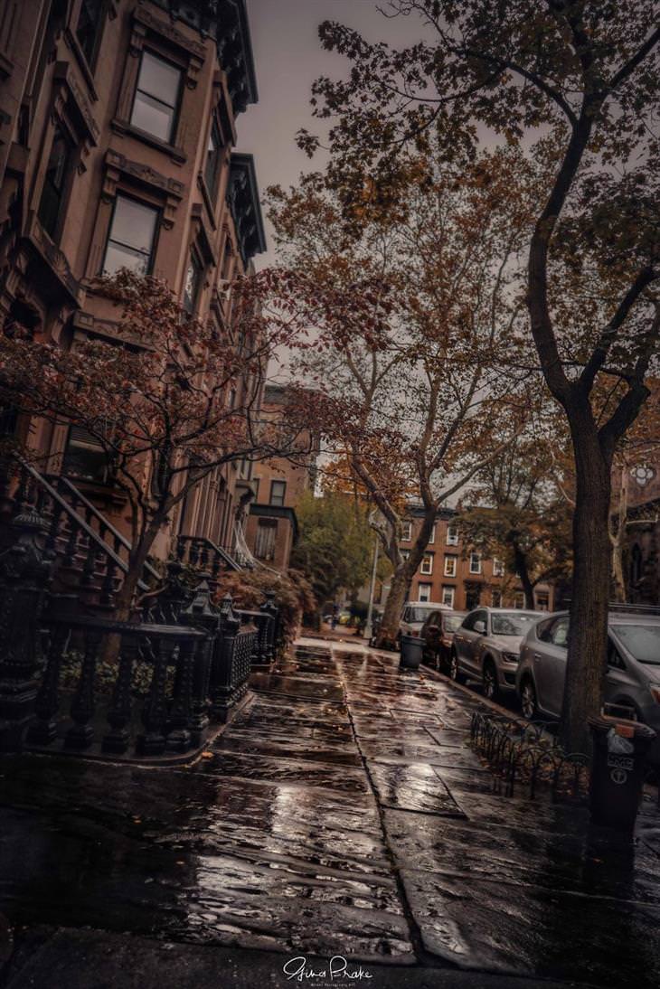 Otoño En Nueva York, calle lluviosa
