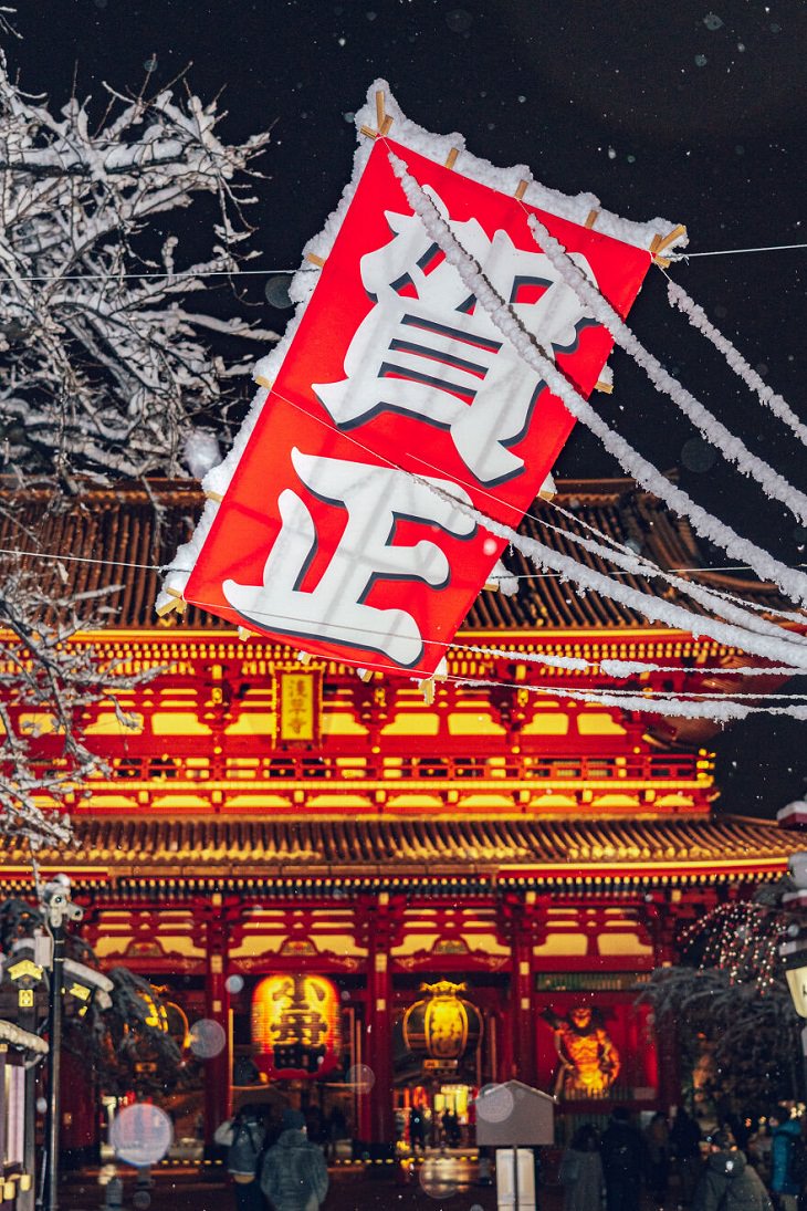 Snow-Blanketed Tokyo, Senso-Ji Temple, Asakusa, Tokyo