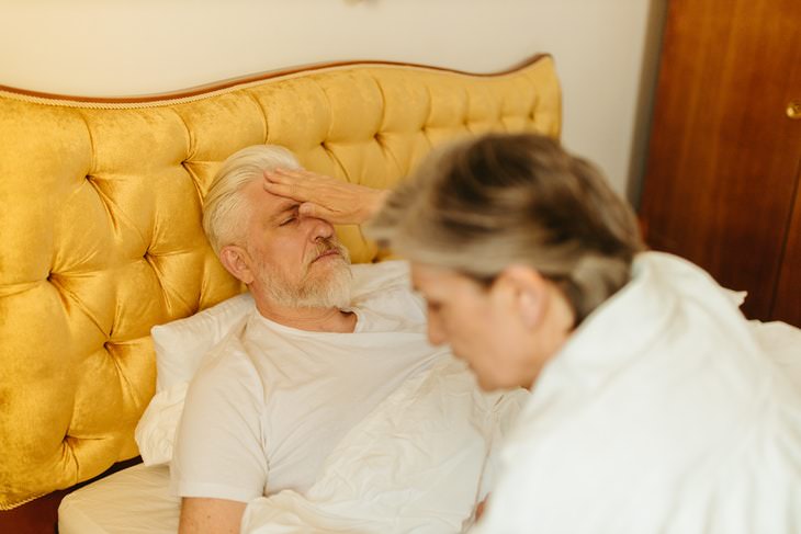 Flurona sick man in bed 