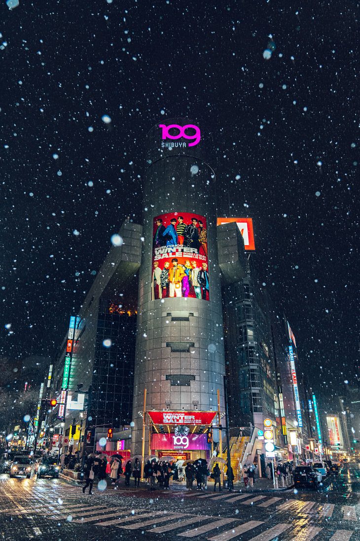 Snow-Blanketed Tokyo, Shibuya,