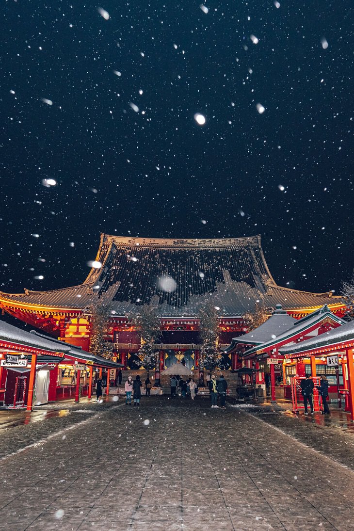 Snow-Blanketed Tokyo, temple