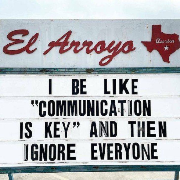 Restaurant funny signs, communication