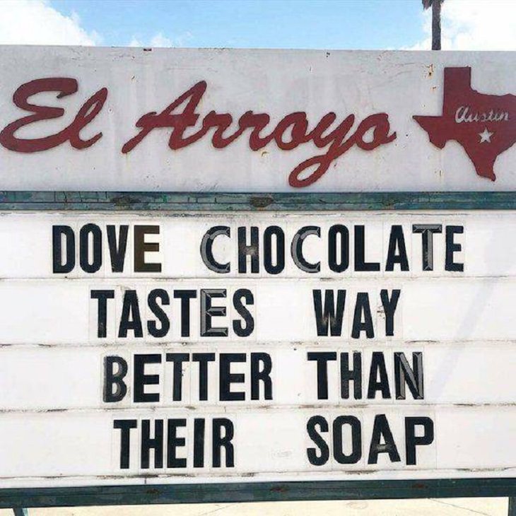 Restaurant funny signs, dove