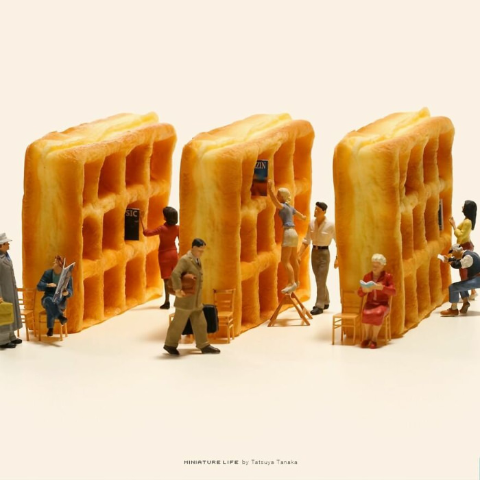 Miniature art by Tatsuya Tanaka public waffle library 