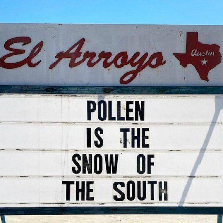Restaurant funny signs, pollen