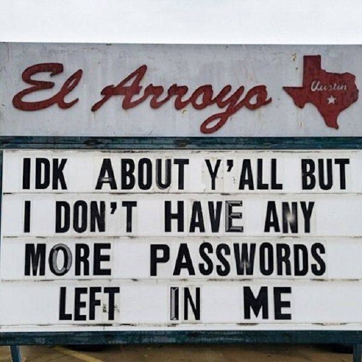 Restaurant funny signs, passwords