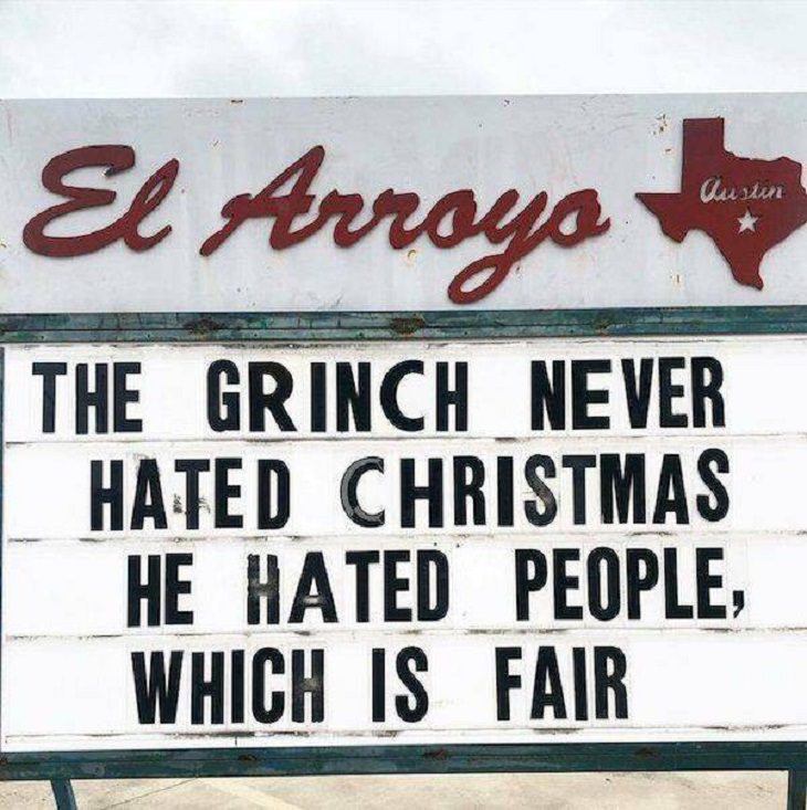 Restaurant funny signs, grinch