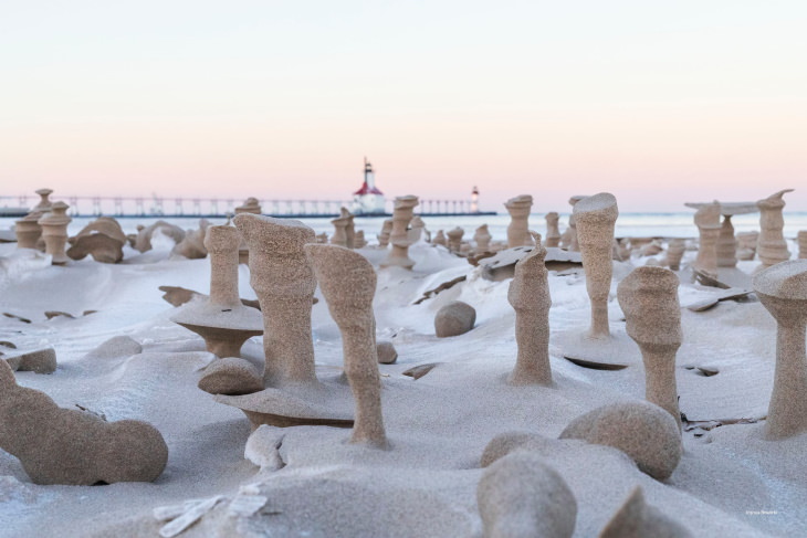 Sand Pillars on Lake Michigan