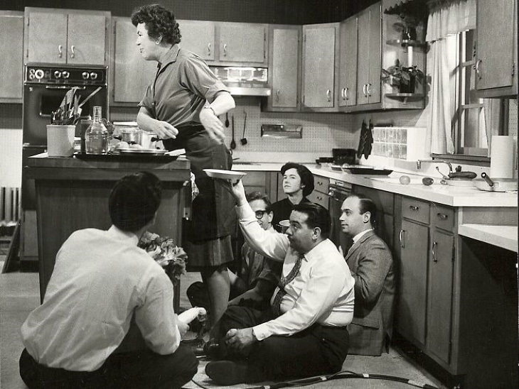 Historical Photos Behind the scenes of an episode of The French Chef with Julia Child