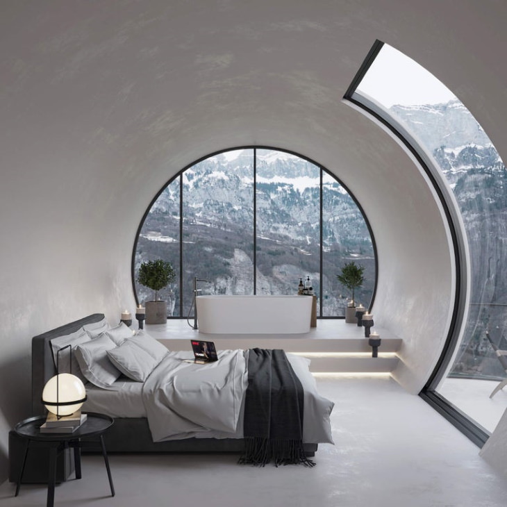 Interior Design minimalist hotel room 