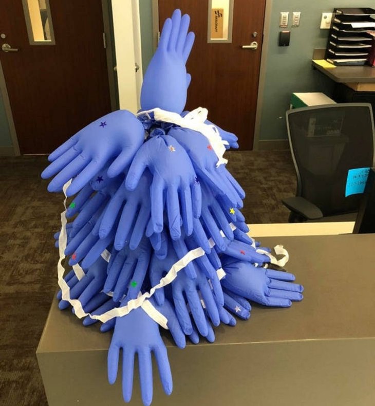 Hospital Humor, glove Christmas tree