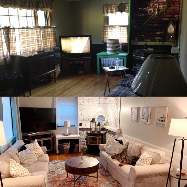 Before and After Room Renovations living room