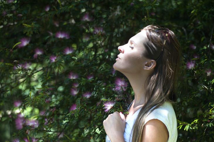 COVID-19 Breathing Exercises woman deep breathing