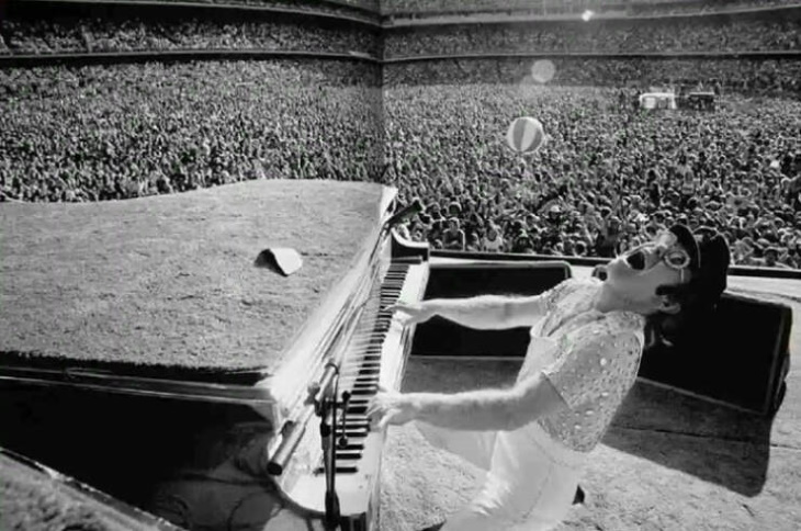 Vintage Celebrity Photos Elton John At Dodger Stadium, 1975