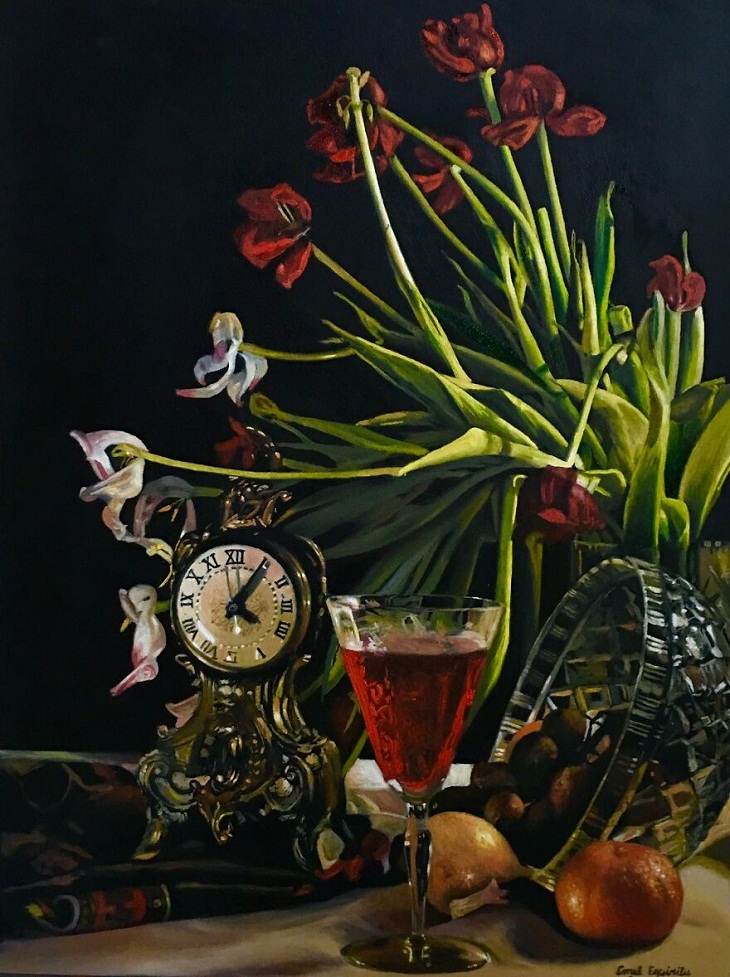 Hyper-Realistic Paintings, flower vase
