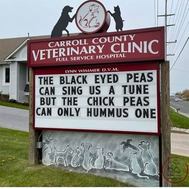 Funny Signs black eyed peas and hummus