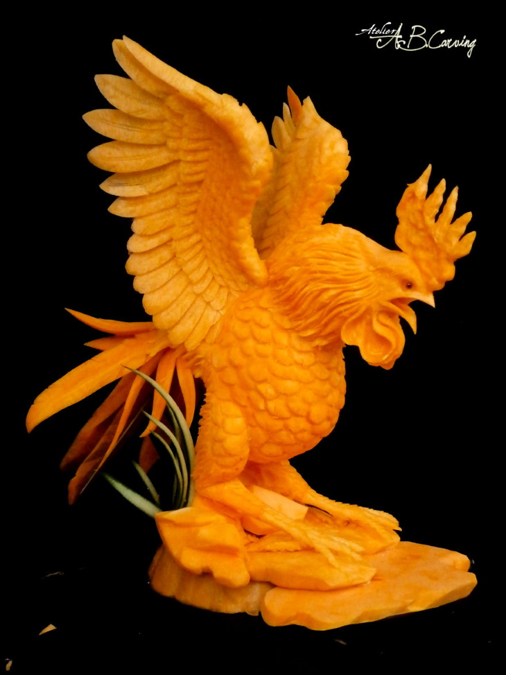 Angel Boraliev Pumpkin Carving rooster