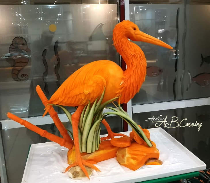 Angel Boraliev Pumpkin Carving stork