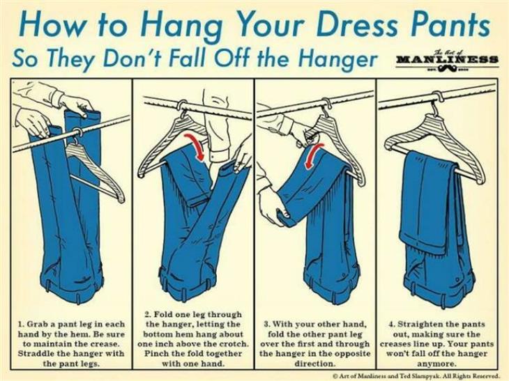 Clothing and Laundry Guide how to hang pants
