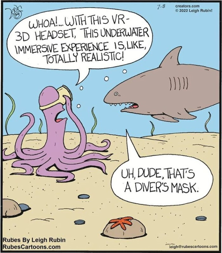 Leigh Rubin Comics octopus and shark