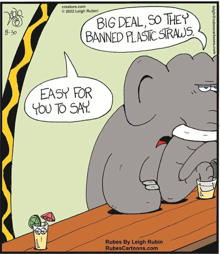 Leigh Rubin Comics elephant and giraffe in a bar