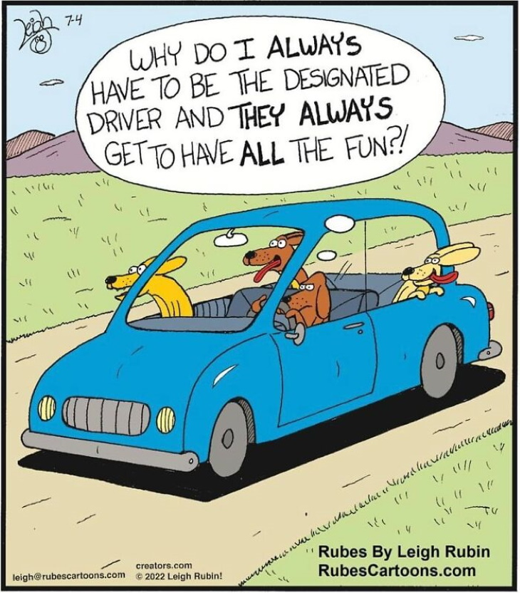 Leigh Rubin Comics dogs in a car
