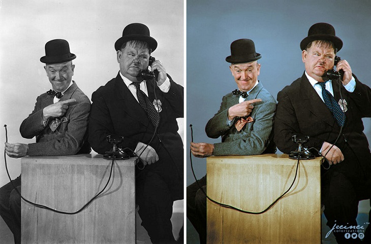 Colorized Black & White Photos, Laurel and Hardy