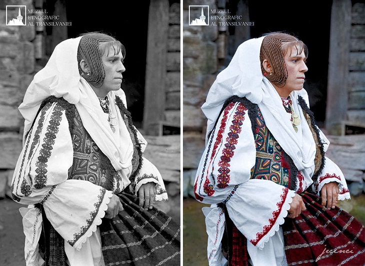 Colorized Black & White Photos, Romanian woman
